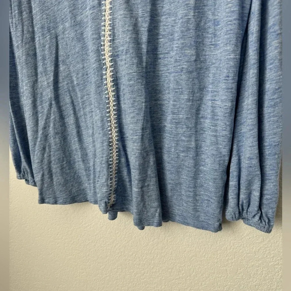 J McLaughlin Linen Blend Top Knit Long Sleeve Pullover Blouse Tassels Beach - Picture 5 of 6